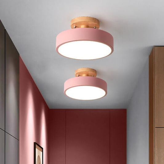 Nordic Log Round LED Semi-Flush Ceiling Light