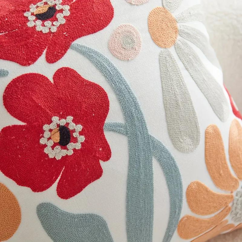 Plant-Patterned Cushion Cover, Woven Microfiber