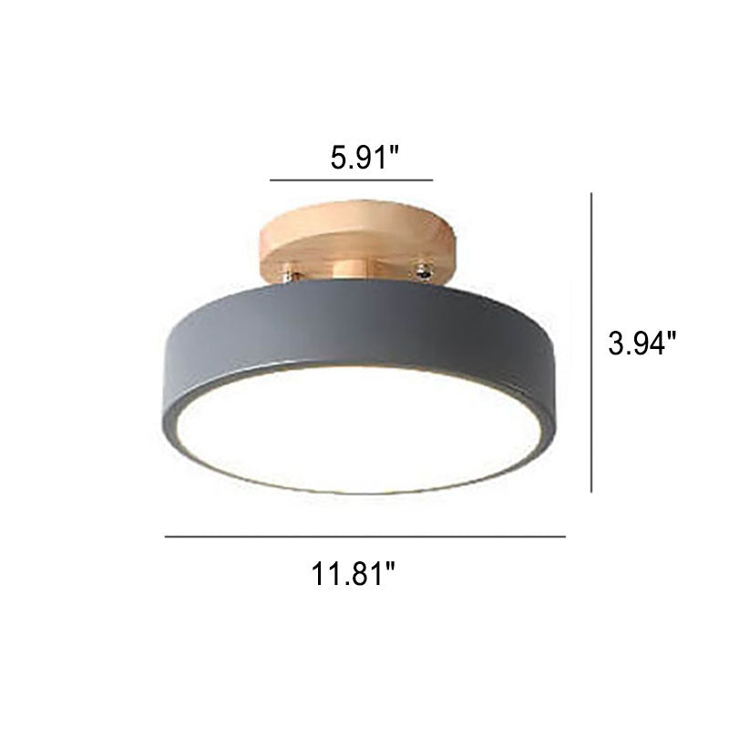 Nordic Log Round LED Semi-Flush Ceiling Light