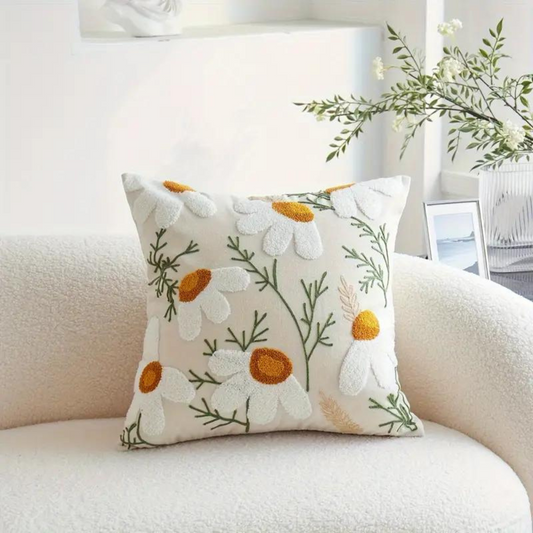 Plant-Patterned Cushion Cover, Woven Microfiber