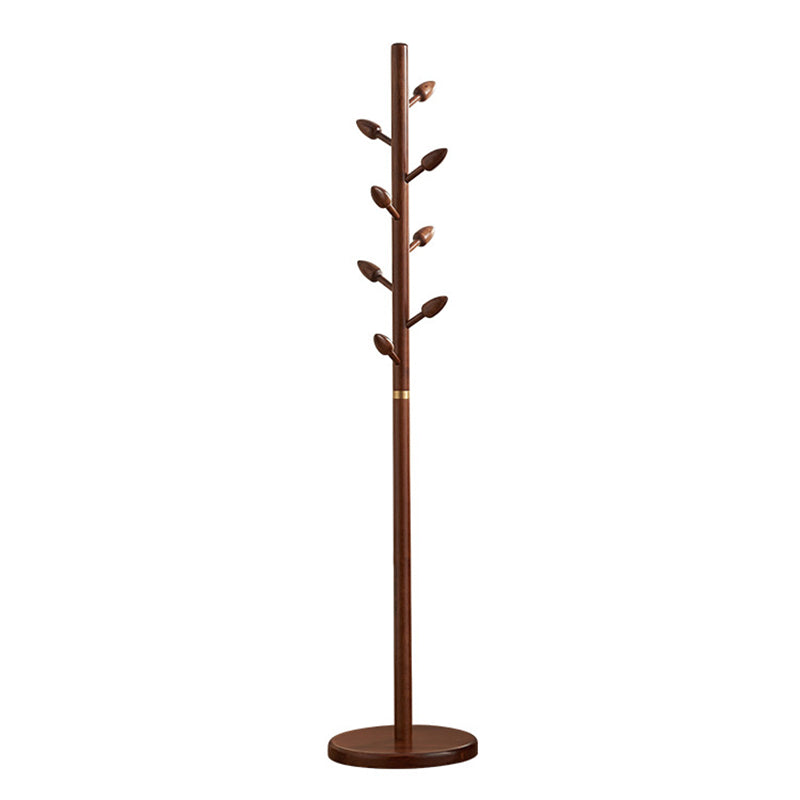 Rubber Wood Coat Rack Tree, Flower Bud Design, 8 Hooks