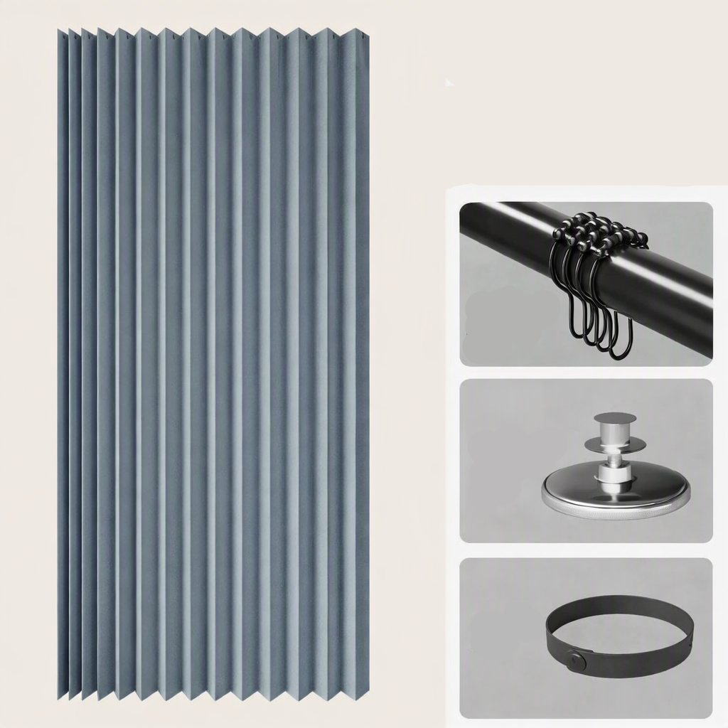 CURVASHIELD – Foldable Magnetic Accordion Shower Curtain Waterproof Design