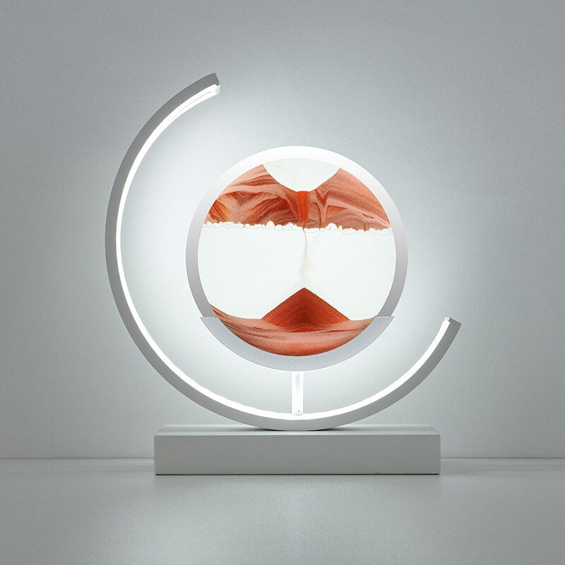 Modern acrylic LED table lamp | Unique rotating sand art bedside light 15