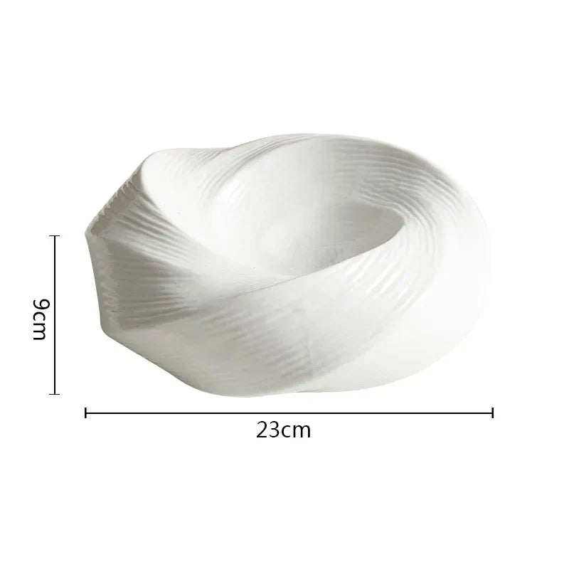 Salad Bowl 23 cm, Ceramic, Spiral Pattern, Ivory, Dishwasher Safe