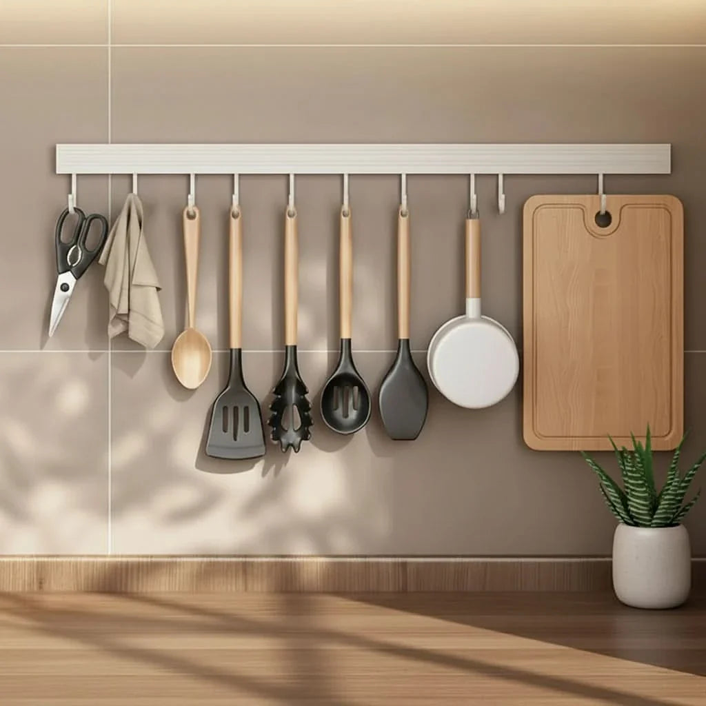 RAILFLOW – No-Drill Kitchen Hanger Rack for Everyday Organization