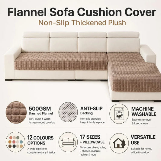 Flannel Sofa Cushion Cover Non-Slip Thickened Plush