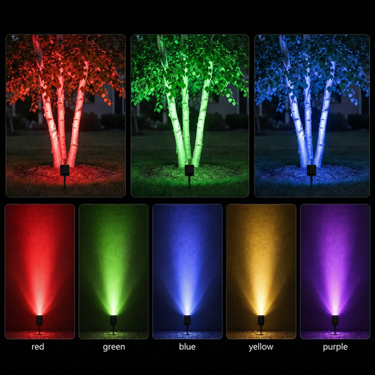 Solar Tree Uplight Landscape Spotlight, Premium Outdoor LED Lighting, Adjustable Beam