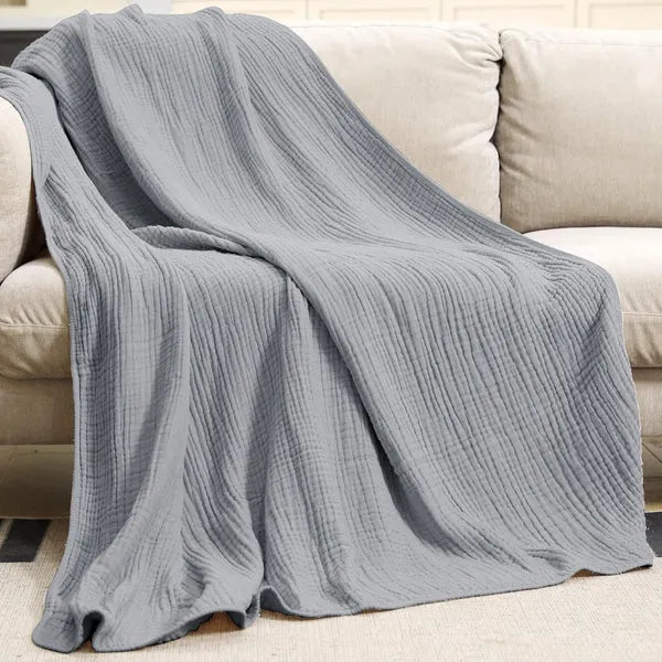 Soft Muslin Throw Blanket, Round, Light Cotton, Warm Plush, Living Room & Bedroom