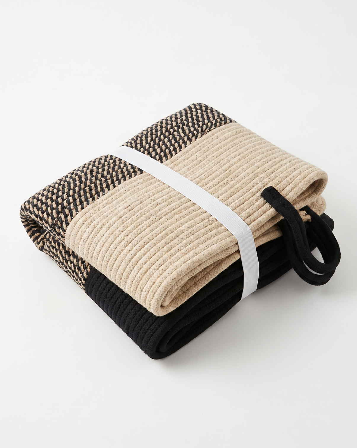 Laundry Basket Cotton Rope – Boho Design | Woven Laundry Basket Natural, 58L - Grey