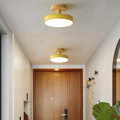 Scandinavian Ceiling Lamp with Wooden Base & Soft Pastel Design