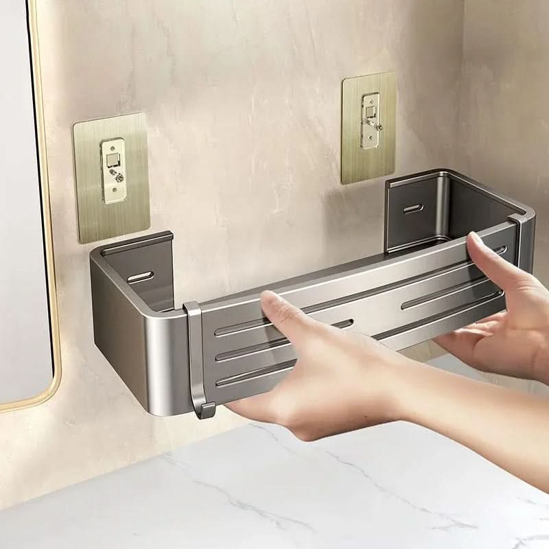 Self Adhesive Aluminum Bathroom Shelf Organizer