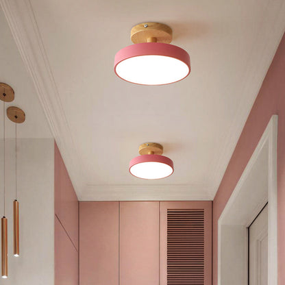Scandinavian Ceiling Lamp with Wooden Base & Soft Pastel Design