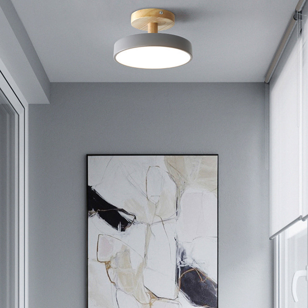 Scandinavian Ceiling Lamp with Wooden Base & Soft Pastel Design