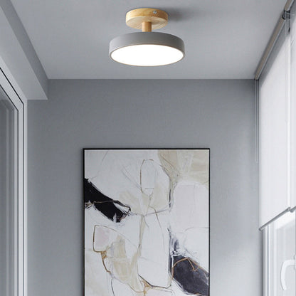 Scandinavian Ceiling Lamp with Wooden Base & Soft Pastel Design