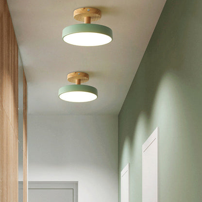 Scandinavian Ceiling Lamp with Wooden Base & Soft Pastel Design