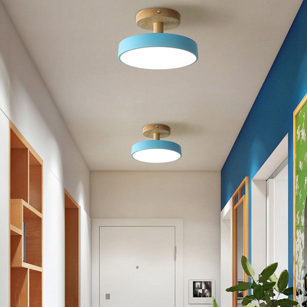 Scandinavian Ceiling Lamp with Wooden Base & Soft Pastel Design