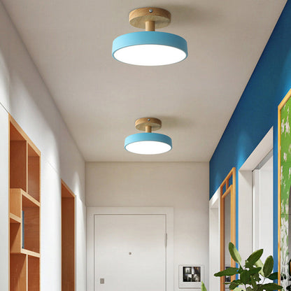 Scandinavian Ceiling Lamp with Wooden Base & Soft Pastel Design