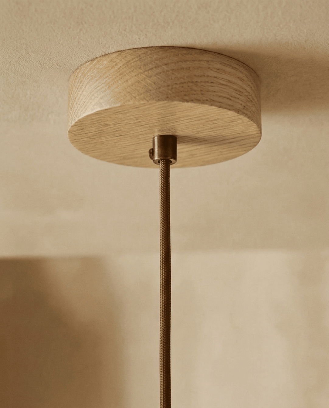 Dune Pendant Light in Yellow Travertine with Solid Wood Accent