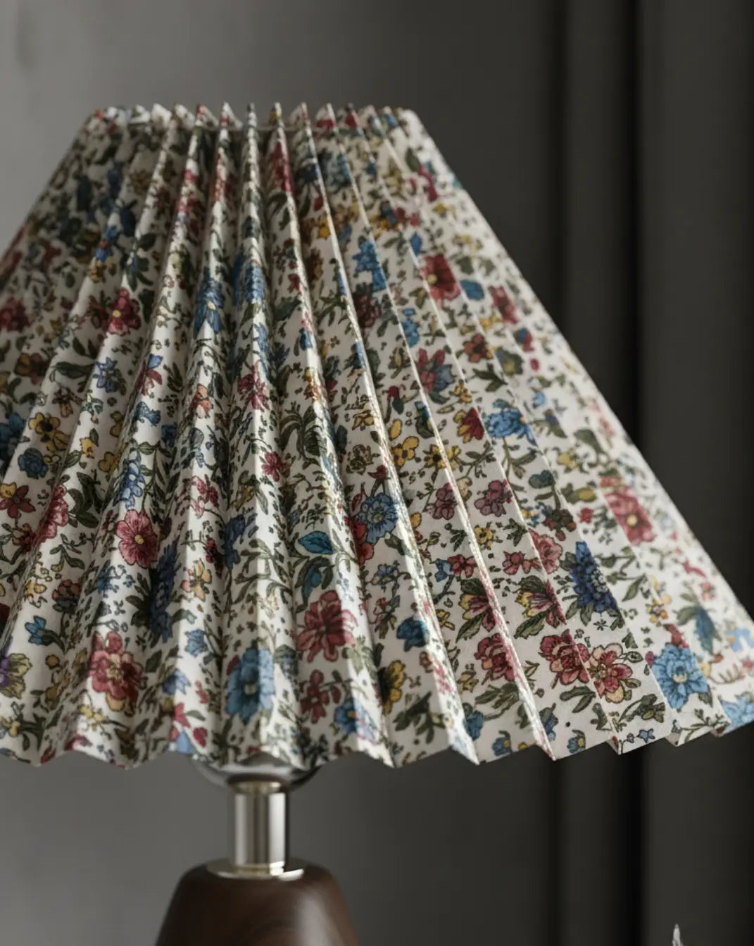 Fern Table Lamp in Ceramic Walnut Tone with White Fabric Shade, 30 cm