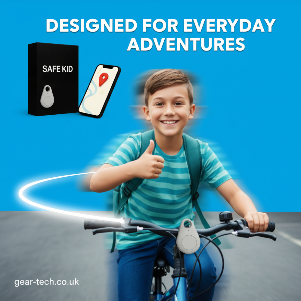 Kids GPS Tracker, Waterproof, Real-Time Location & SOS Alarm, Compact with Carry Pouch