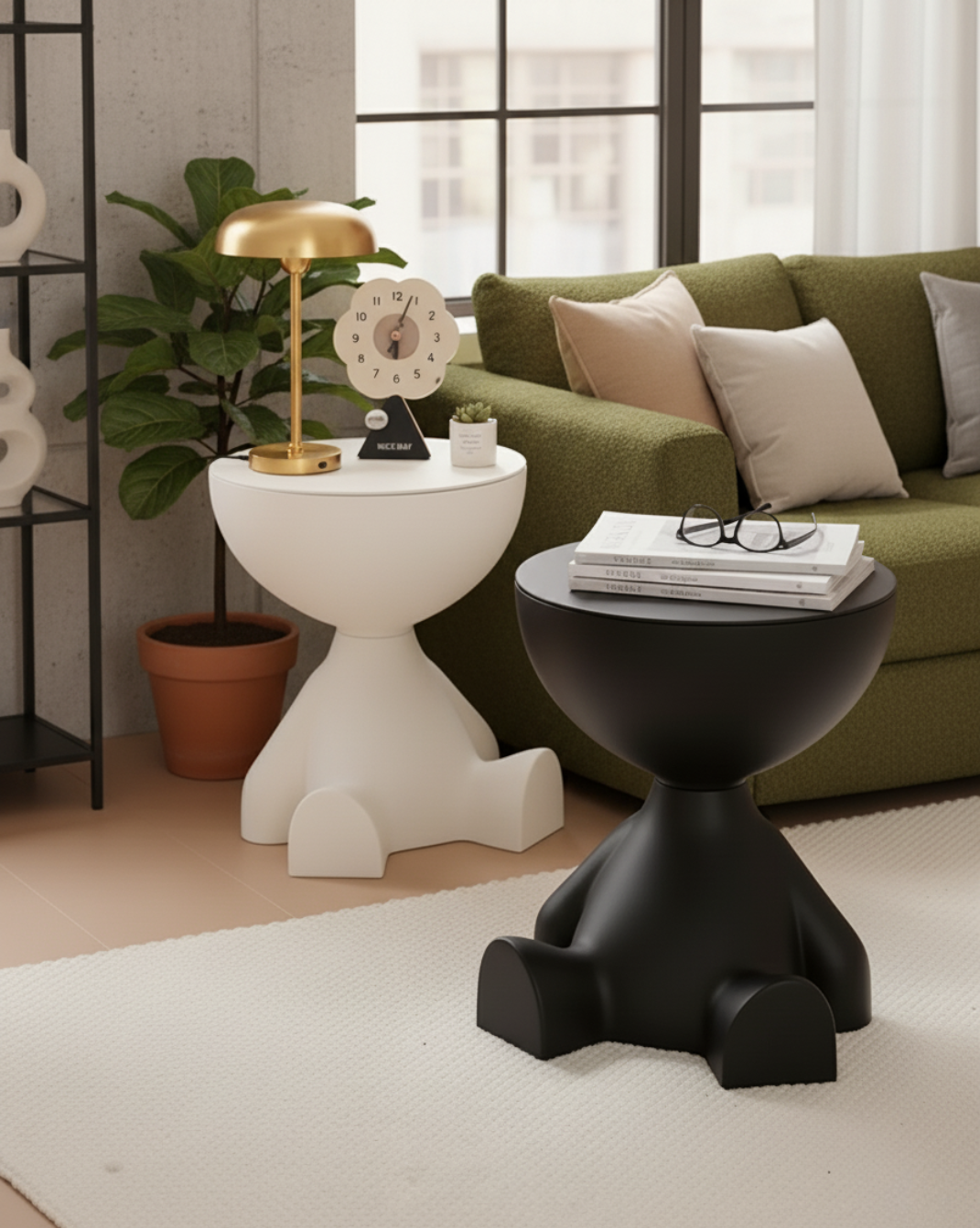 Cove Sculptural Plastic Side Table with Storage, 45 cm