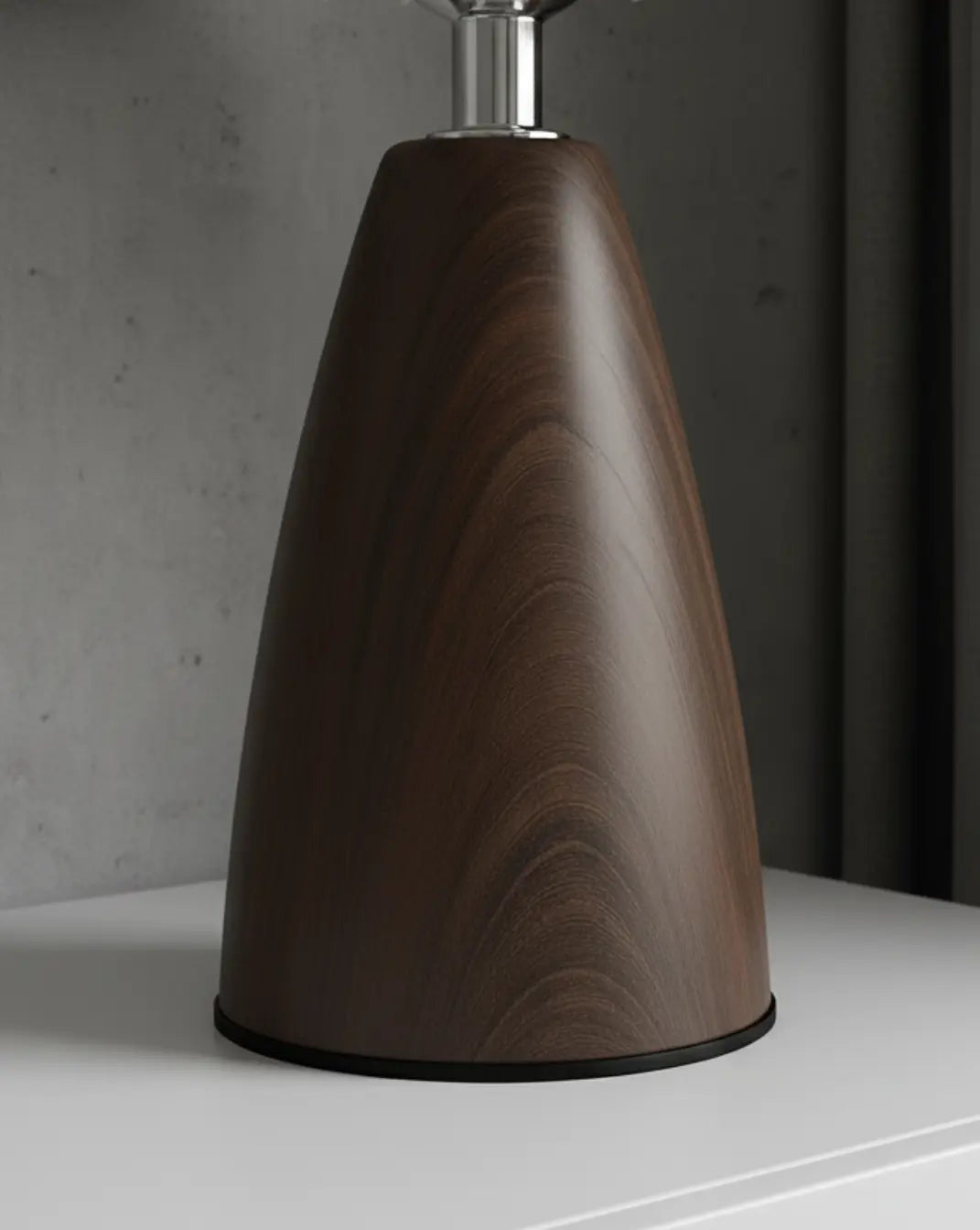 Fern Table Lamp in Ceramic Walnut Tone with White Fabric Shade, 30 cm