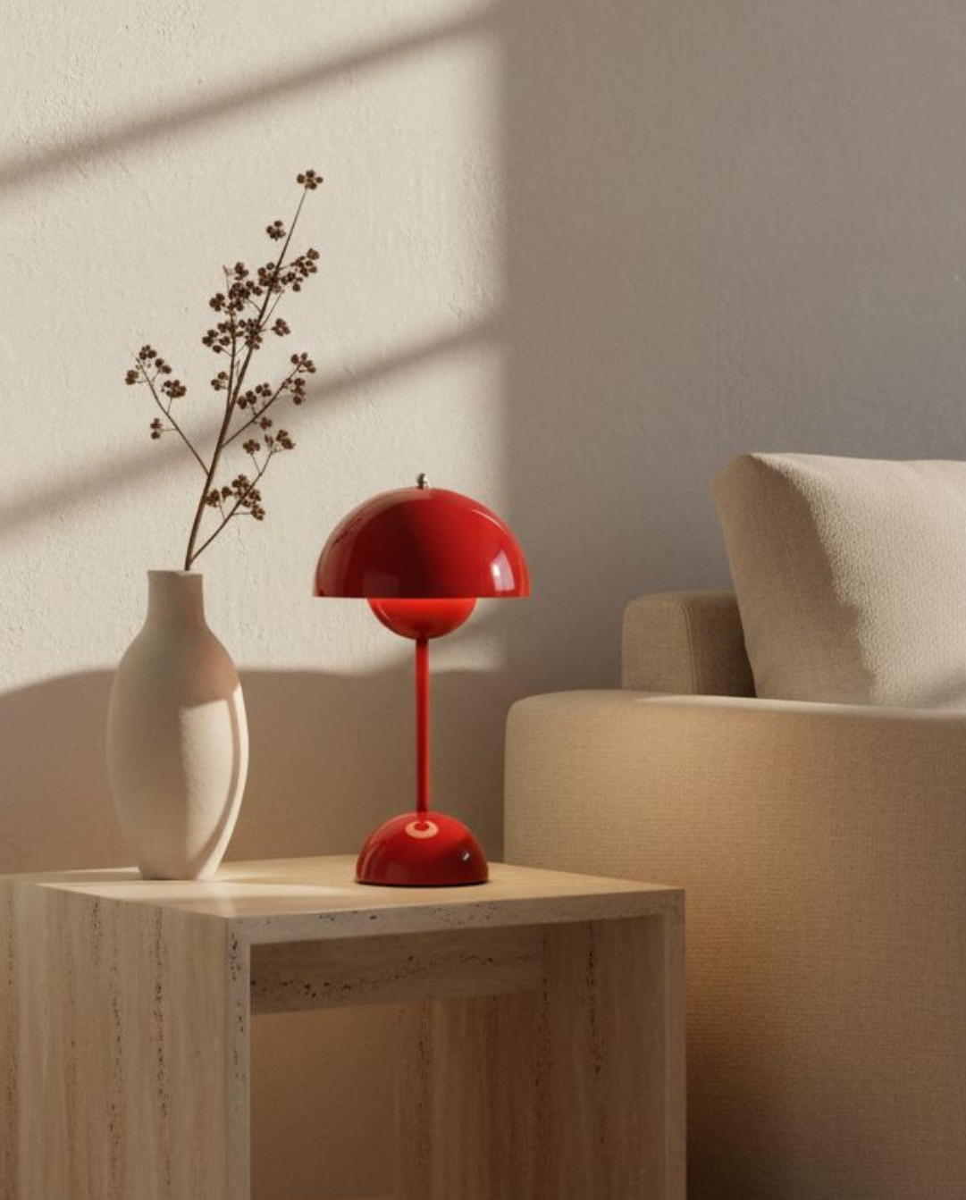 Rechargeable Table Lamp Scandinavian - Cordless Touch Dimmable, 28 cm - Yellow