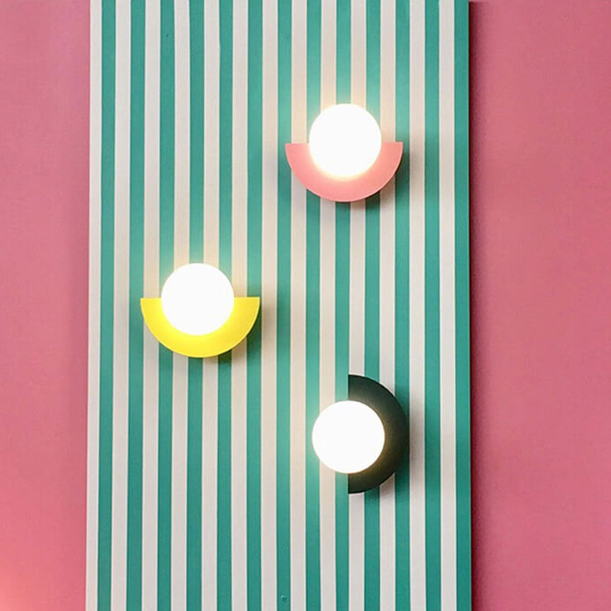 Spherical Glass Wall Sconce, Colorful Semicircle Design