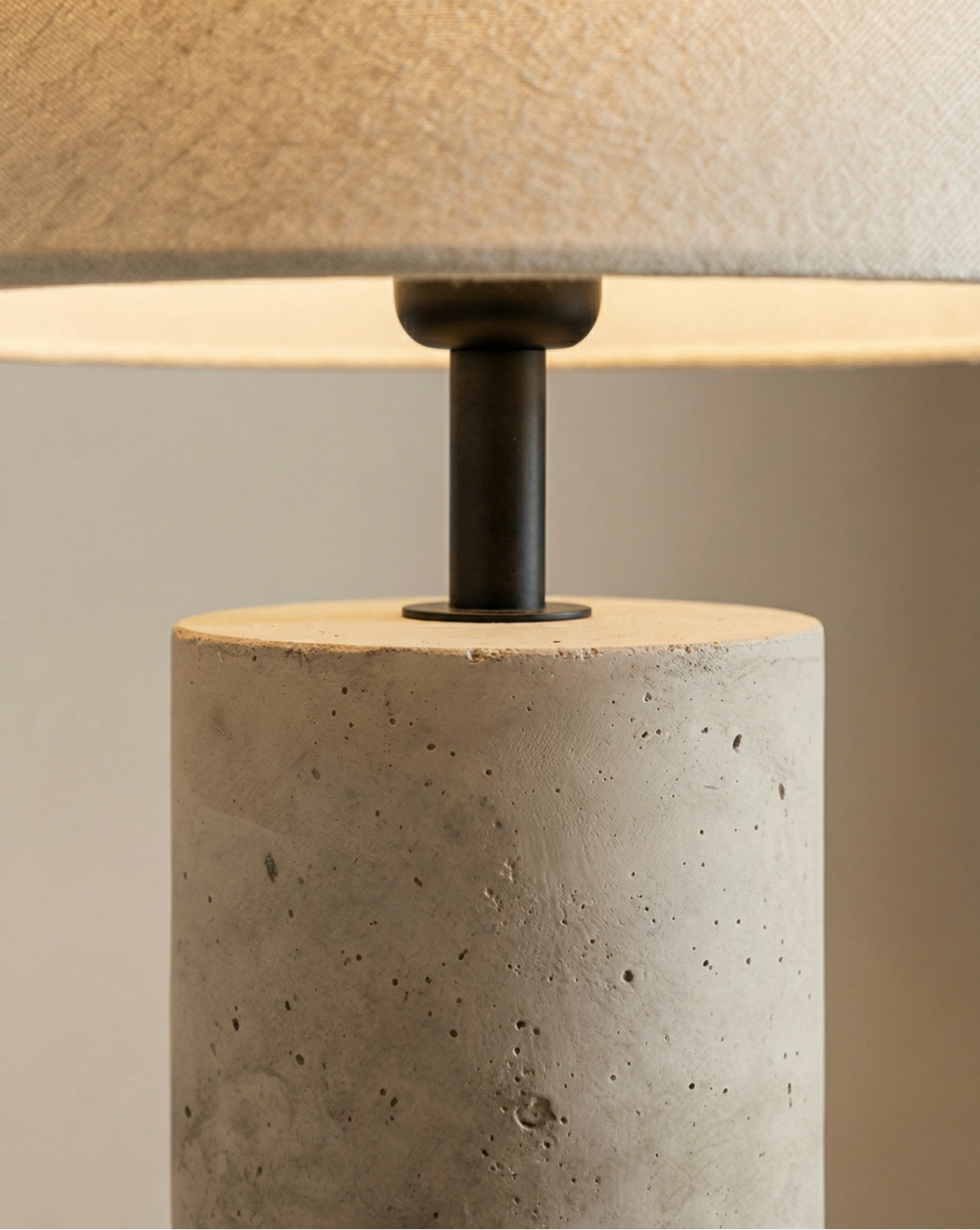 Travertine Table Lamp – Yellow Natural Stone & Fabric Shade