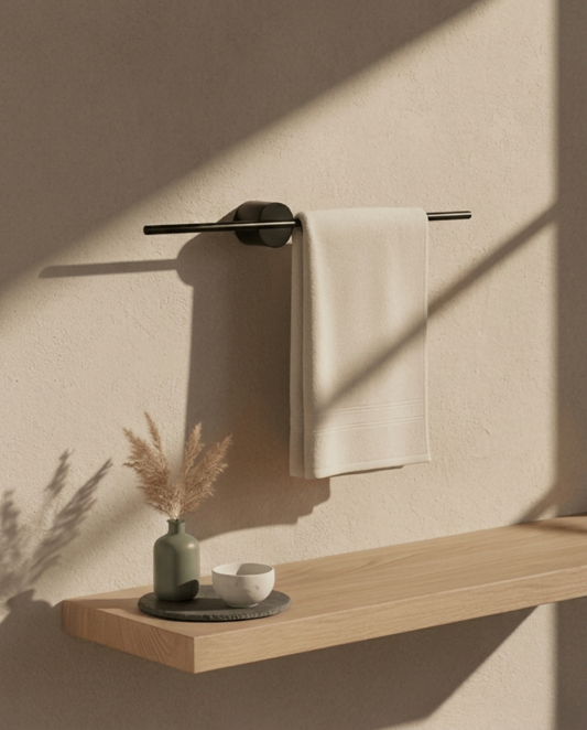 Extendable Towel Rack – Stainless Steel Adjustable Rail – Black - 60 cm