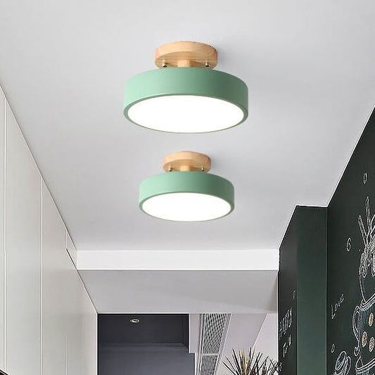 Nordic Log Round LED Semi-Flush Ceiling Light