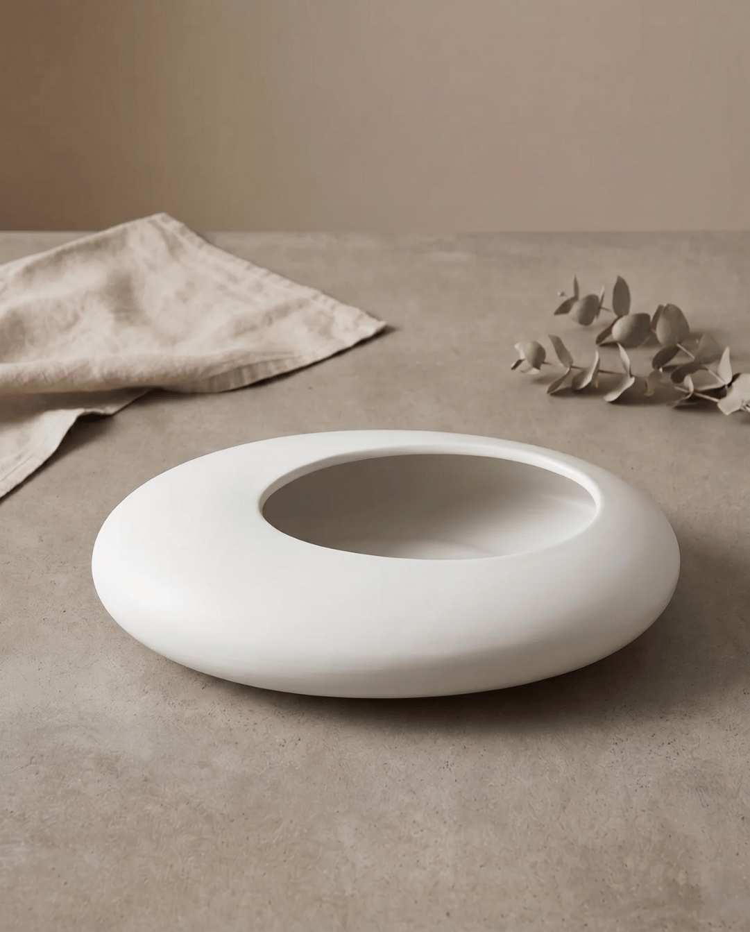 Plant Pot Ceramic Oval Designer Planter, 21 cm - White