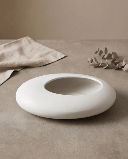 Plant Pot Ceramic Oval Designer Planter, 21 cm - White
