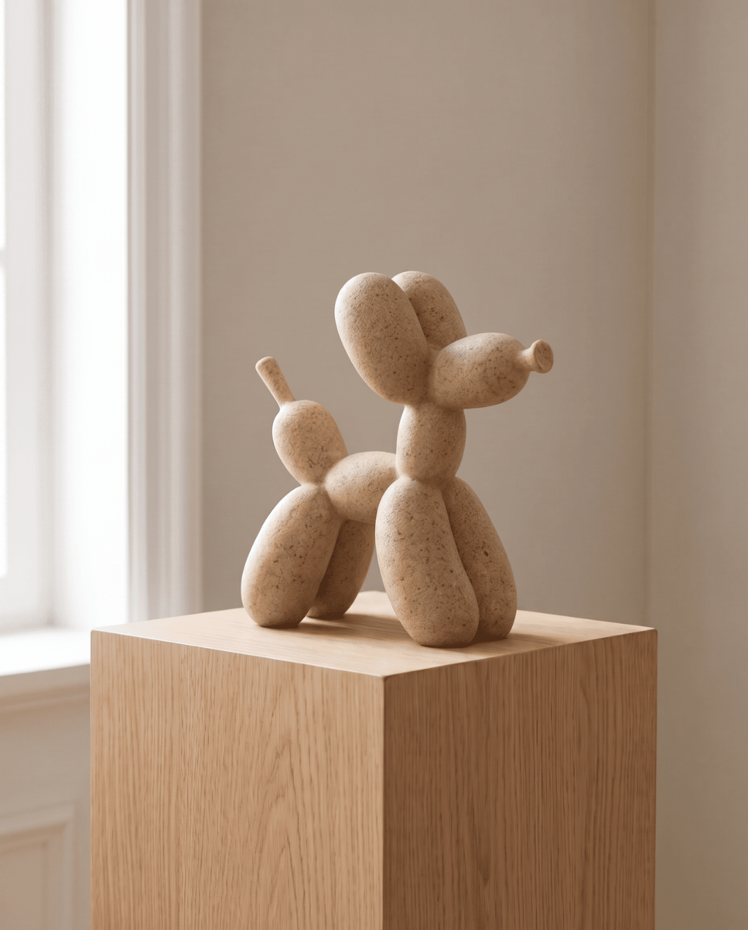 Balloon Dog Figurine Beige | Modern Decor with a Stone-Look Finish, 10 cm - Beige