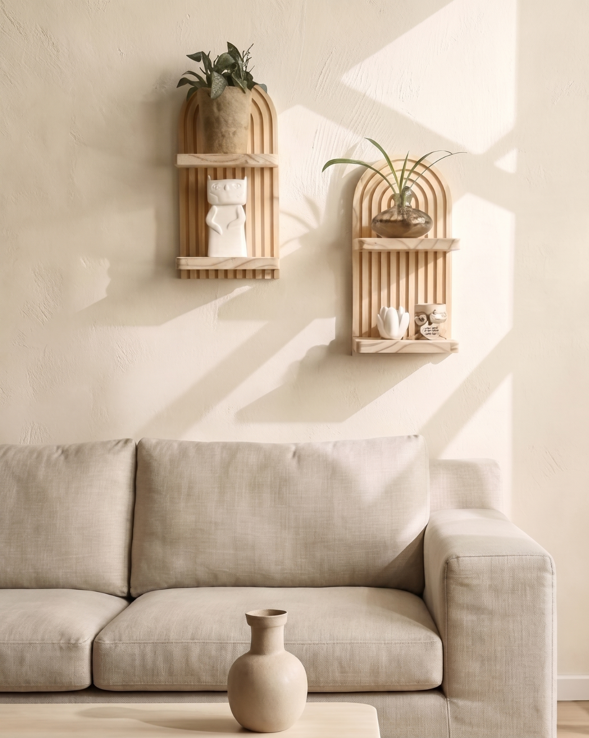 Wall Shelf Natural Wood | Set of 2 Floating Wall Shelves, 29.5 cm