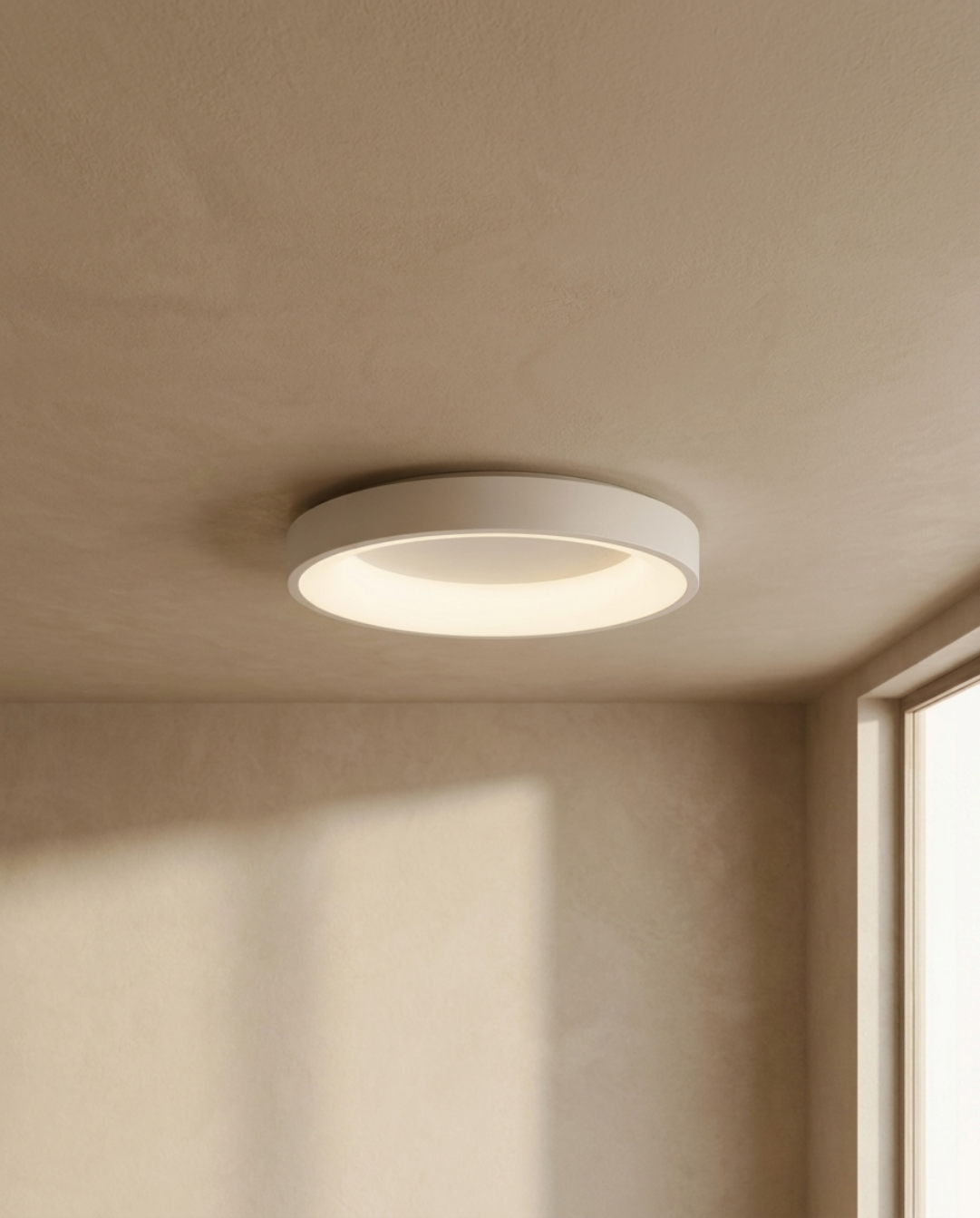 Round LED Ceiling Lamp Scandinavian Design White Metal - White