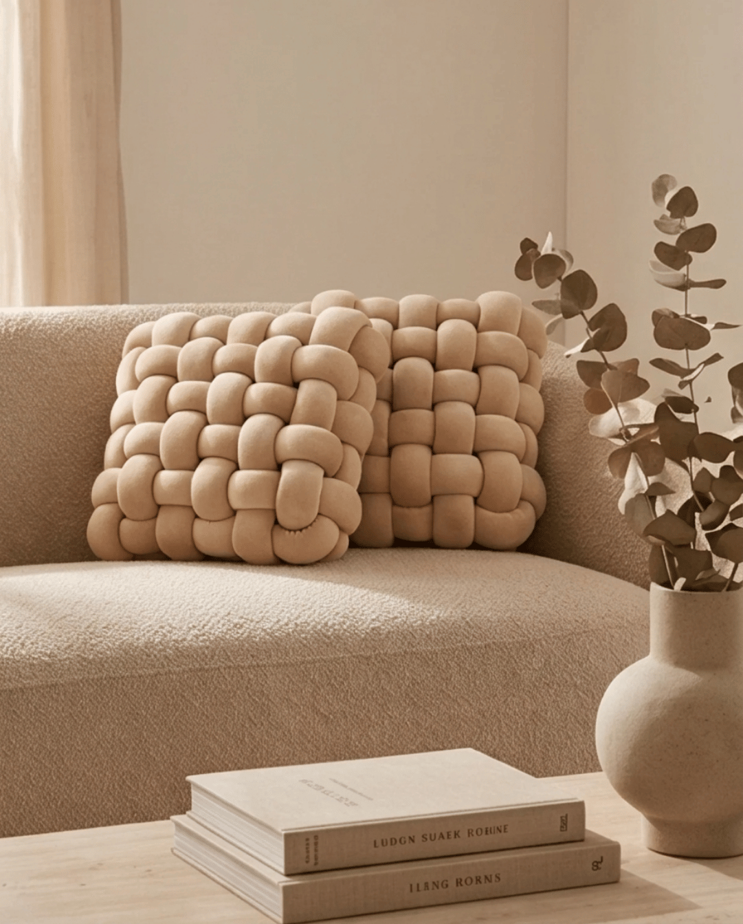 Knot Pillow Soft Geometric Design Decorative Cushion Plush, 30 x 30 cm