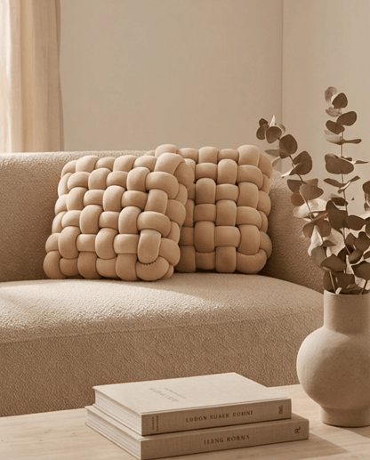 Knot Pillow Soft Geometric Design Decorative Cushion Plush, 30 x 30 cm
