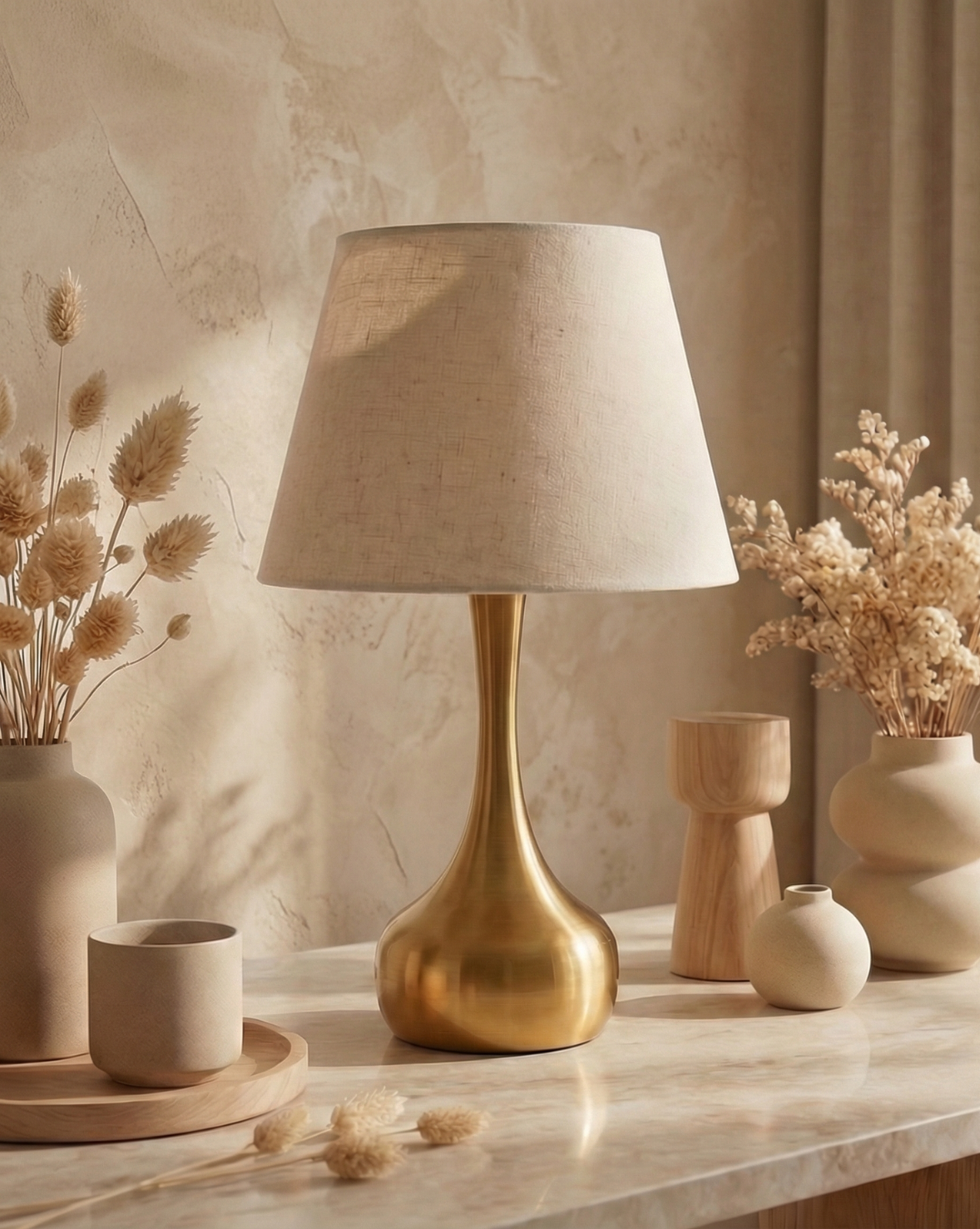 42 cm Modern Gold Table Lamp – Elegant Metal Base - Teardrop
