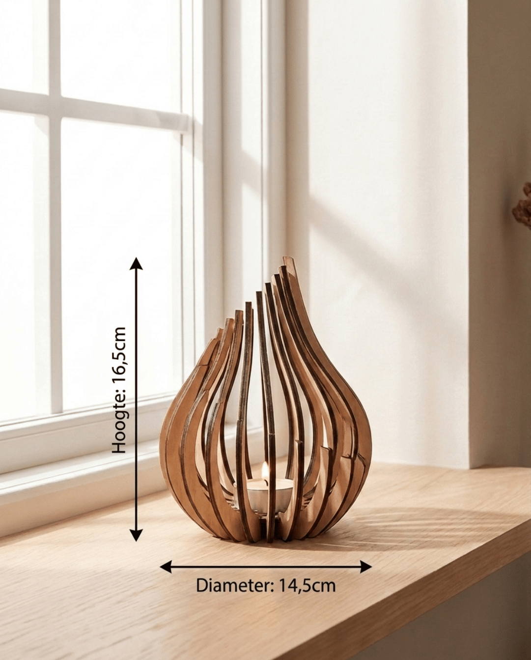 Ember Tealight Holder in Natural Wood
