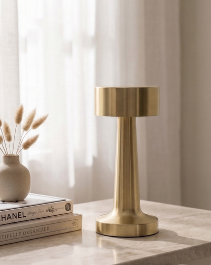 Modern Cordless Table Lamp – Rechargeable LED – Metal Finish - Gold