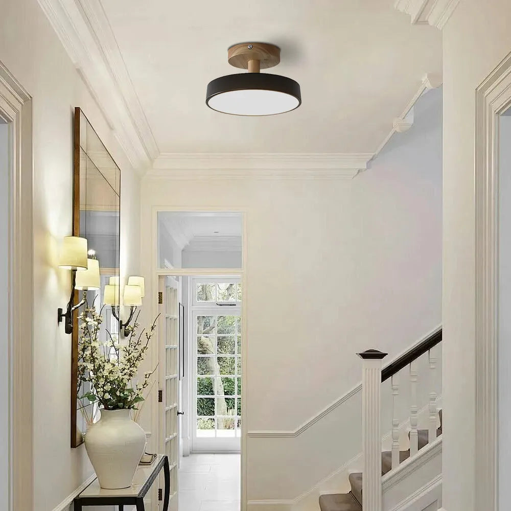 Scandinavian Ceiling Lamp with Wooden Base & Soft Pastel Design
