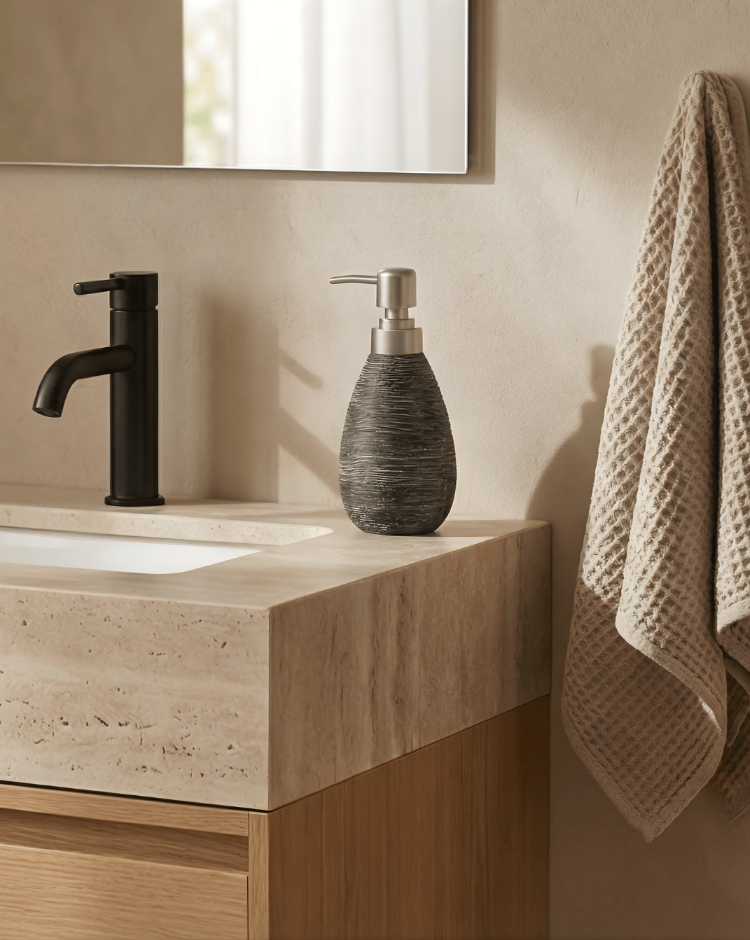 Ceramic Soap Dispenser – Japanese Vintage Style – 400 mL Hand Soap Bottle - Brown