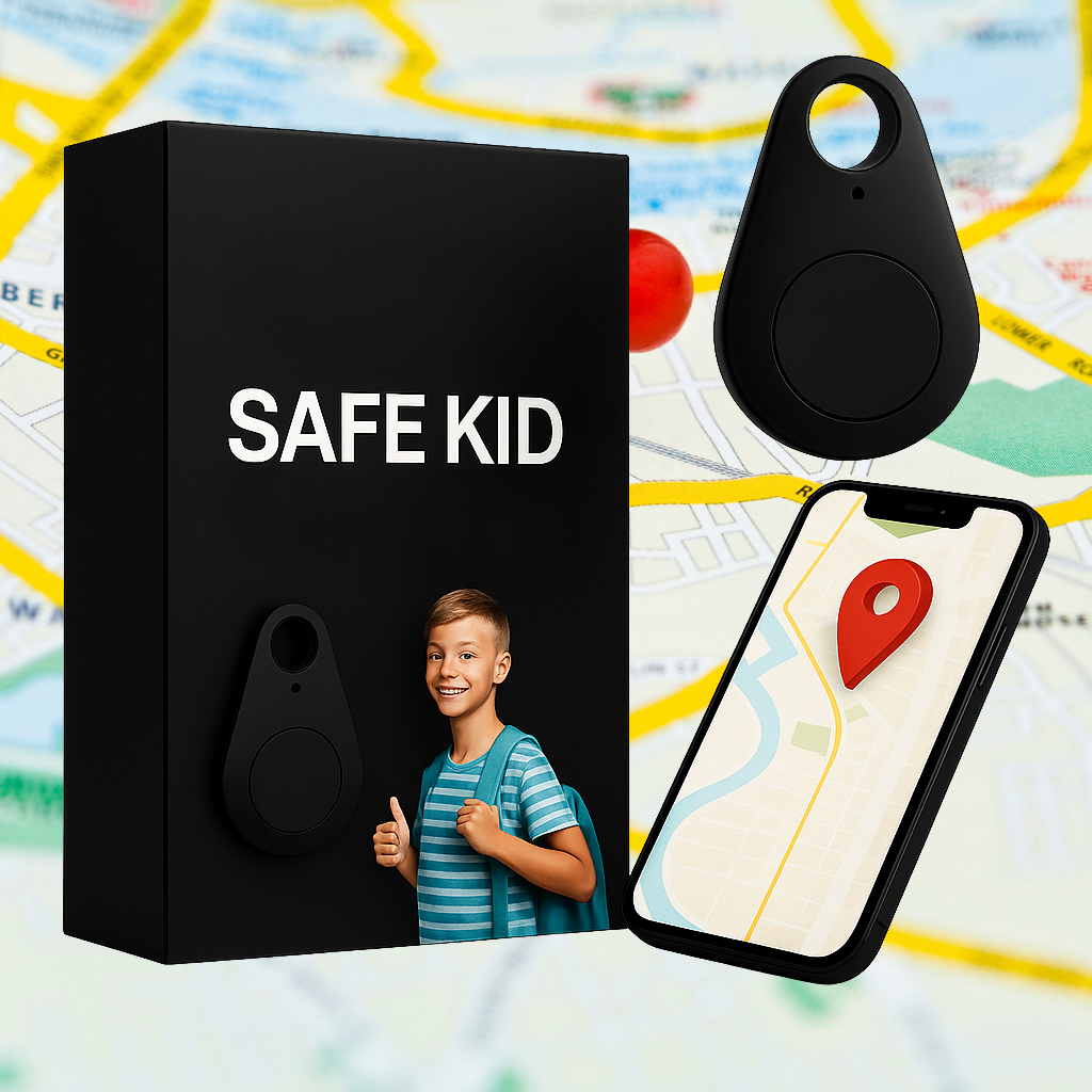 Kids GPS Tracker, Waterproof, Real-Time Location & SOS Alarm, Compact with Carry Pouch