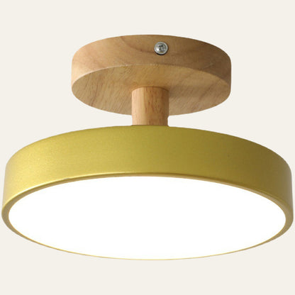 Scandinavian Ceiling Lamp with Wooden Base & Soft Pastel Design