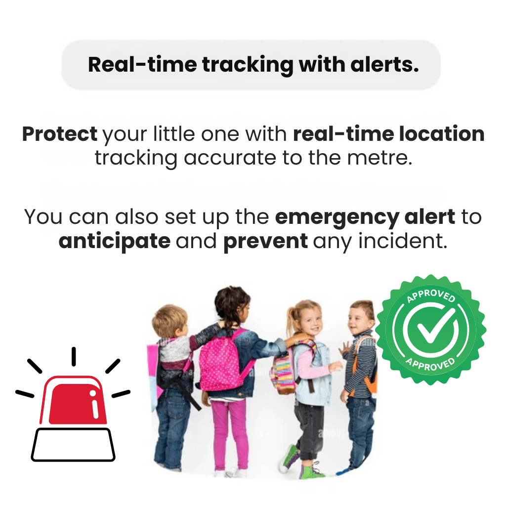 Kids GPS Tracker, Waterproof, Real-Time Location & SOS Alarm, Compact with Carry Pouch