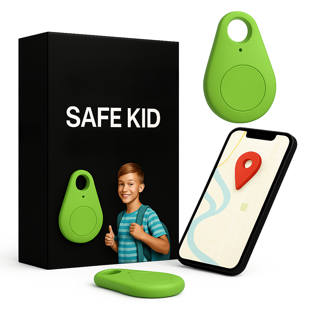 Kids GPS Tracker, Waterproof, Real-Time Location & SOS Alarm, Compact with Carry Pouch