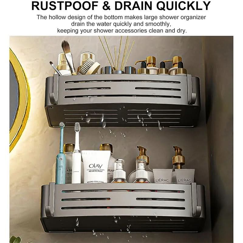 Self Adhesive Aluminum Bathroom Shelf Organizer
