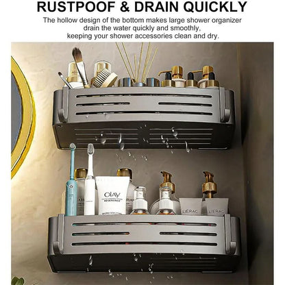 Self Adhesive Aluminum Bathroom Shelf Organizer