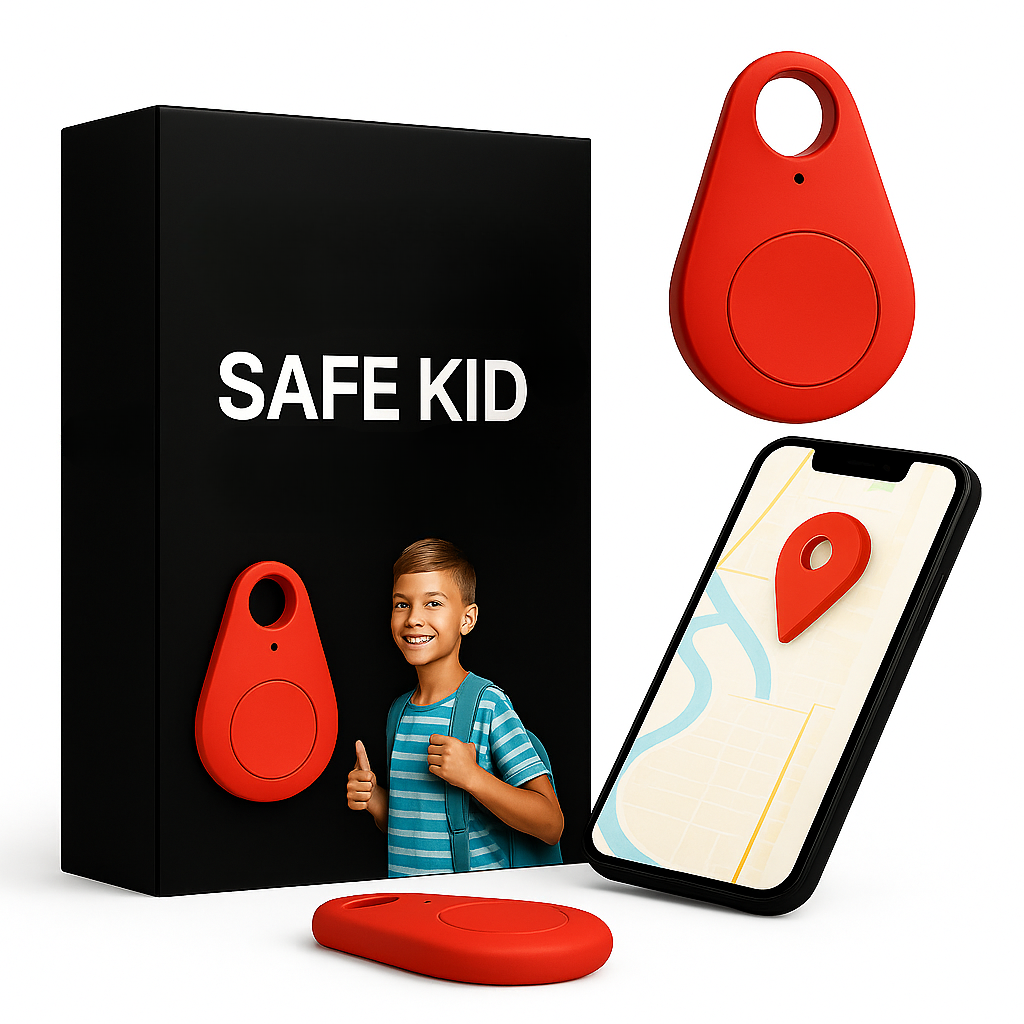 Kids GPS Tracker, Waterproof, Real-Time Location & SOS Alarm, Compact with Carry Pouch
